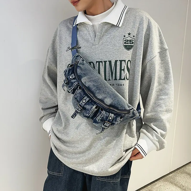LEFTSIDE Woman Small Denim Chest Bag 2025 Korean Fashion Soft Fabric Crossbody Bag Lady Belt Bag Casual Travel Waist Packs