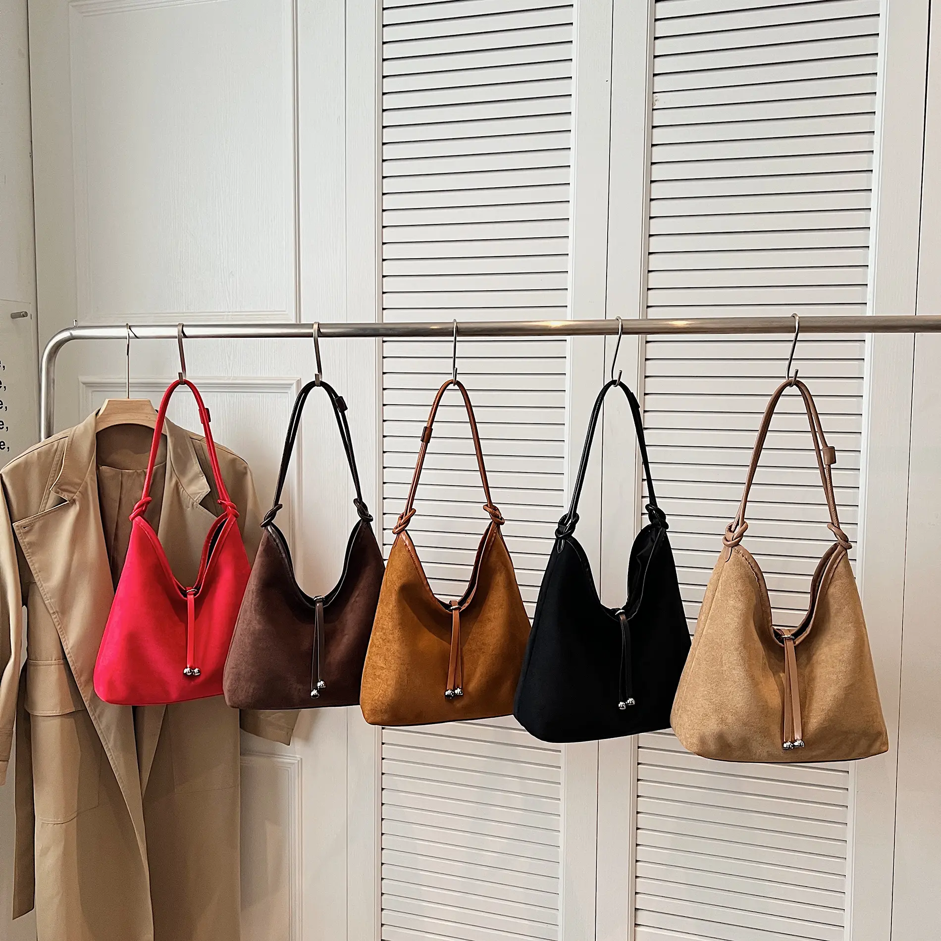 LEFTSIDE Design Faux Suede Shoulder Bags for Women 2025 New Winter Hobo Bag Females Retro New ​Luxury Handbags and Purses
