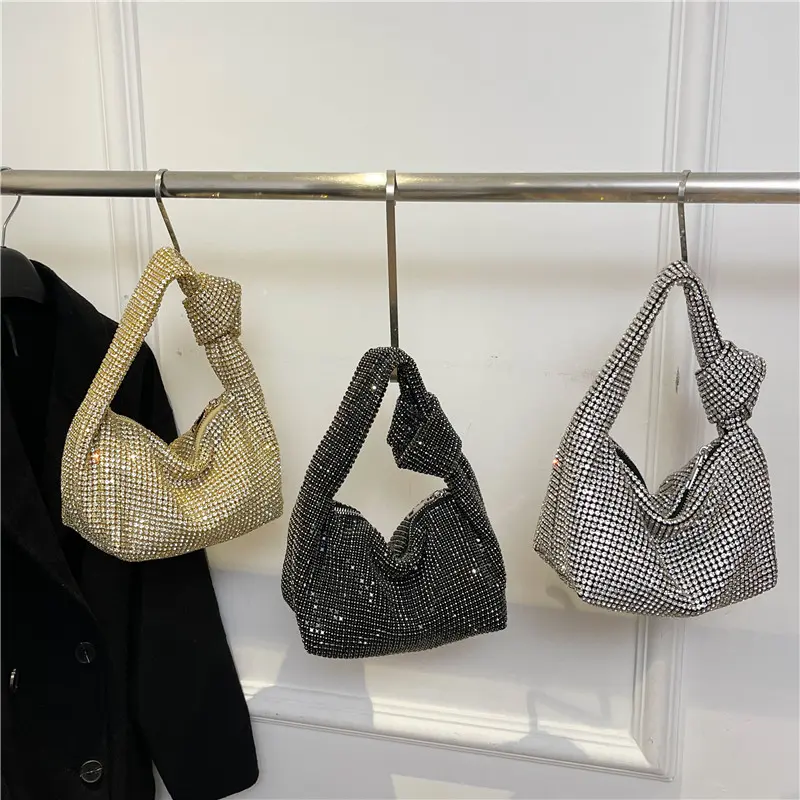 LEFTSIDE Small Diamonds Design Shoulder Bags for Women 2025 Y2K Fashion Designer Evening Party Hand Bag Handbags and Purses
