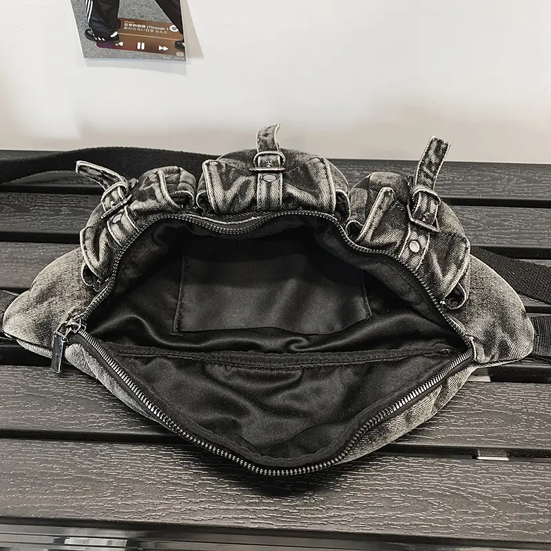 LEFTSIDE Woman Small Denim Chest Bag 2025 Korean Fashion Soft Fabric Crossbody Bag Lady Belt Bag Casual Travel Waist Packs