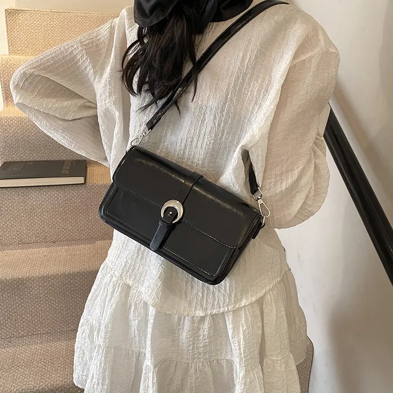 LEFTSIDE Fashion Small Flap Square Pu Leather Crossbody Bag for Women 2025 New Trend Designer Simple Solid Shoulder Handbags