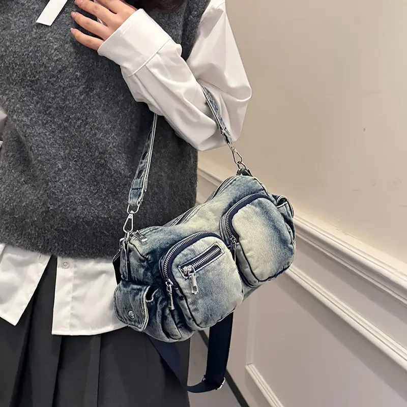 LEFTSIDE Denim Small Shoulder Bag Lady Handbags and Purses Women 2024 Y2K Fashion Female Luxury Pockets Design Crossbody Bag