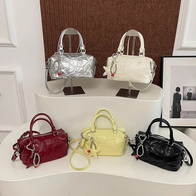 LEFTSIDE Small PU Leather Silver Shoulder Bags for Women 2025 New Trend Crossbody Bag Females ​Bucket Bags Handbags and Purses