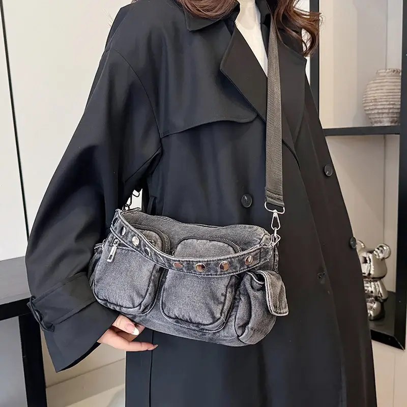 LEFTSIDE Denim Small Shoulder Bag Lady Handbags and Purses Women 2024 Y2K Fashion Female Luxury Pockets Design Crossbody Bag