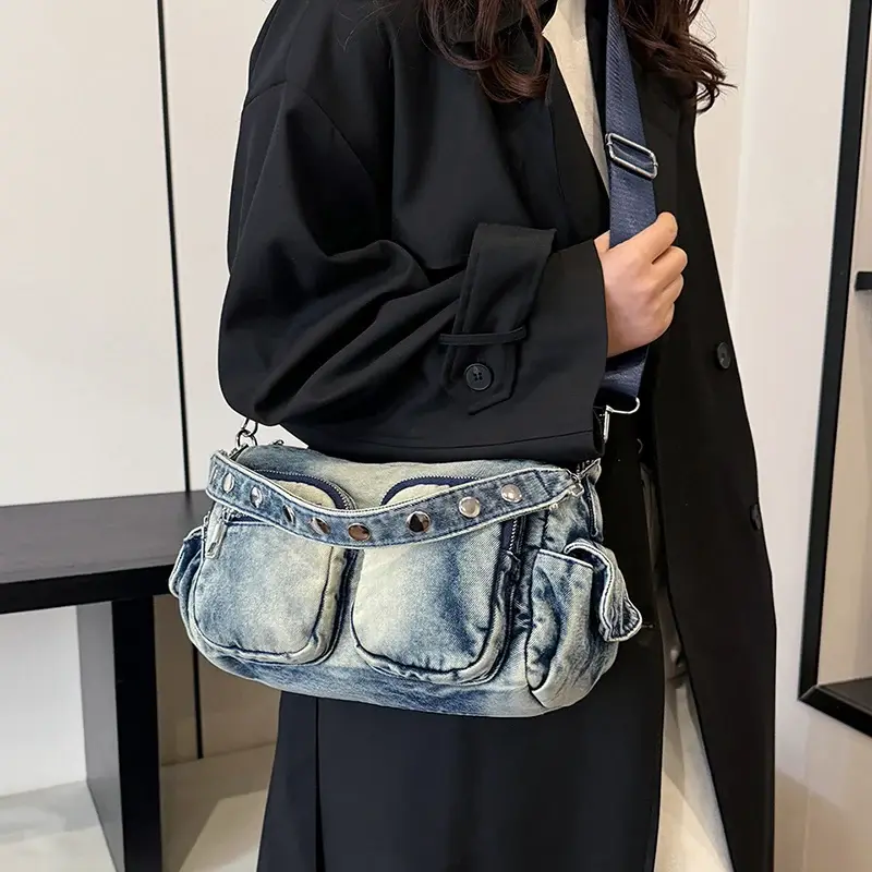 LEFTSIDE Denim Small Shoulder Bag Lady Handbags and Purses Women 2024 Y2K Fashion Female Luxury Pockets Design Crossbody Bag