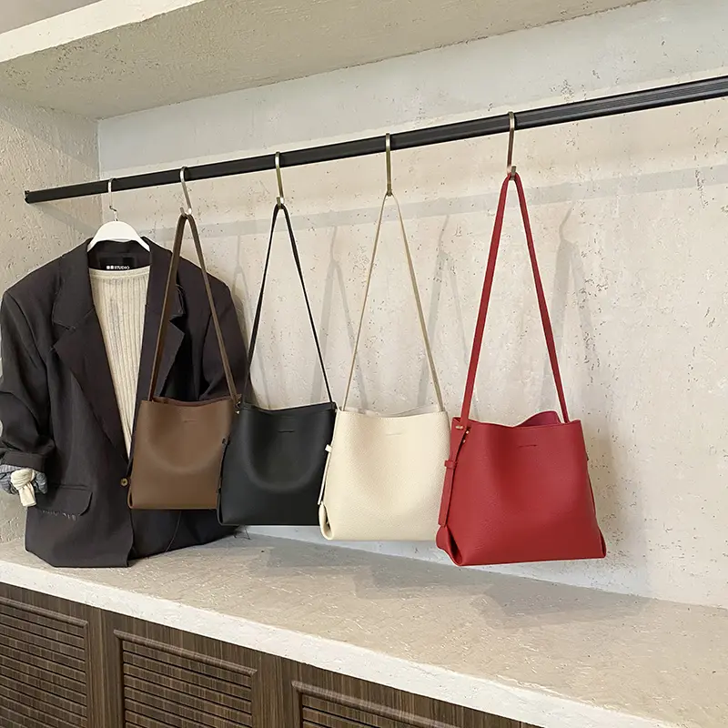 LEFTSIDE Luxury PU Leather Small Bucket Bag Female Underarm Bag 2025 Winter Retro Female New Handbags Crossbody Shoulder Bag