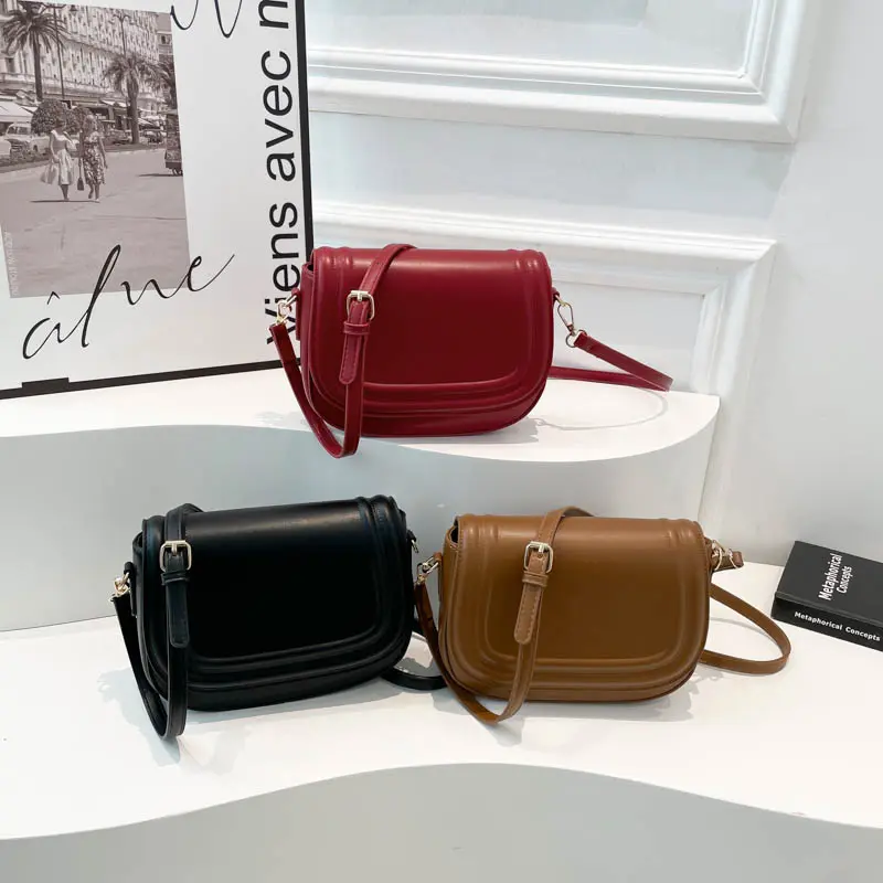 LEFTSIDE Small PU Leather Saddle Shoulder Bag for Women 2025 New Trend Y2K Handbags and Purses Females Flap Crossbody Bags