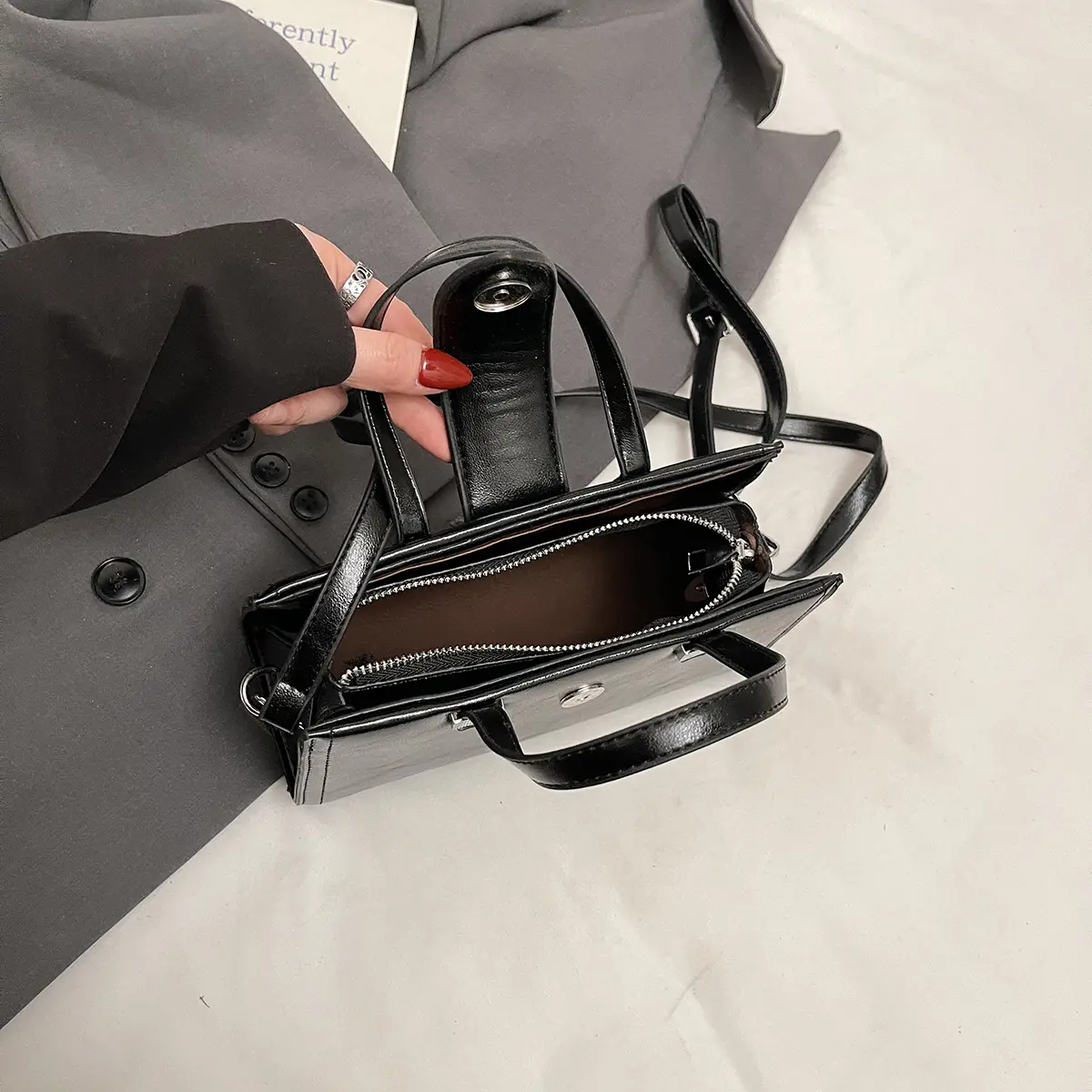 LEFTSIDE PU Leather Small Crossbody Bags Lady Shoulder Bag for Women 2025 New Trend Fashion Short Handle Handbags and Purses