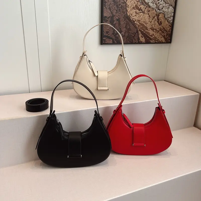 LEFTSIDE Small PU Leather Saddle Bags Lady Crossbody Bags Underarm Shoulder Bag for Women 2024 Winter New Vintage Y2K Handbags