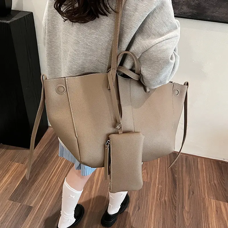 LEFTSIDE Large PU Leather 2 Pcs/set Shoulder Bags For Women 2025 Winter Y2K Trend Female Crossbody Bag Lady Handbags Tote Bag