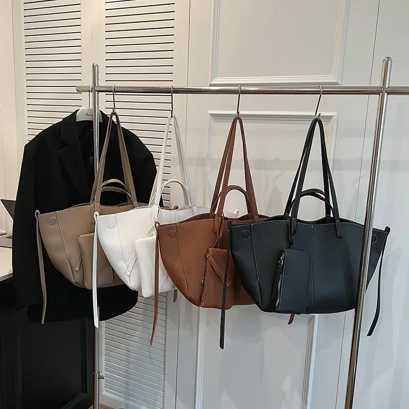 LEFTSIDE Large PU Leather 2 Pcs/set Shoulder Bags For Women 2025 Winter Y2K Trend Female Crossbody Bag Lady Handbags Tote Bag