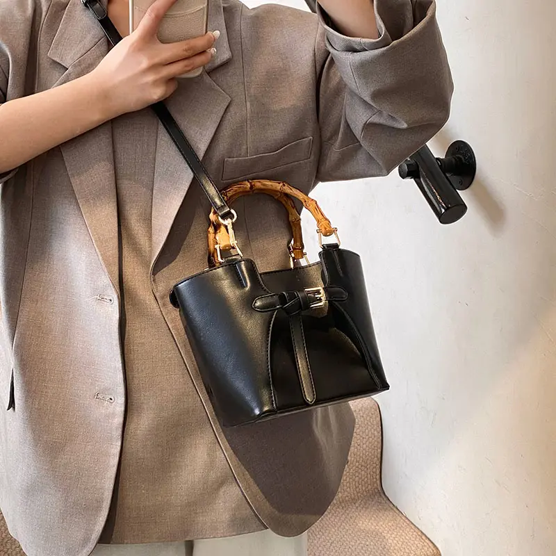 LEFTSIDE Short Handle PU Leather Bucket Crossbody Bags for Women 2025 Luxury Trend Y2K Ladies Silver Shoulder Bag Handbags