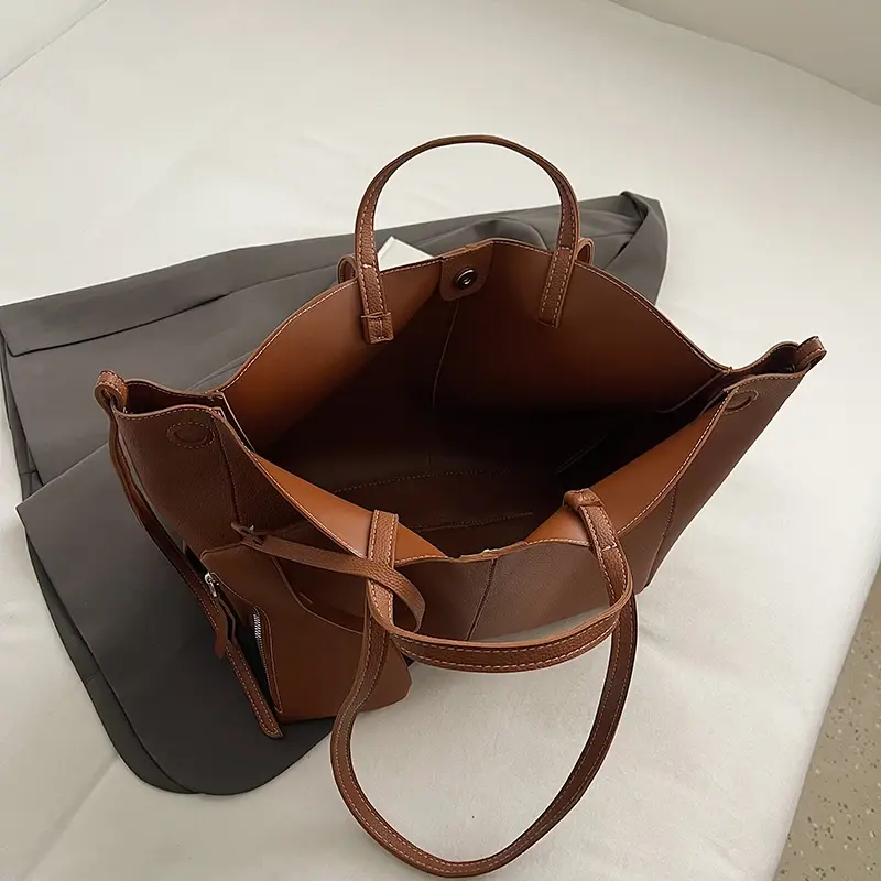 LEFTSIDE Large PU Leather 2 Pcs/set Shoulder Bags For Women 2025 Winter Y2K Trend Female Crossbody Bag Lady Handbags Tote Bag