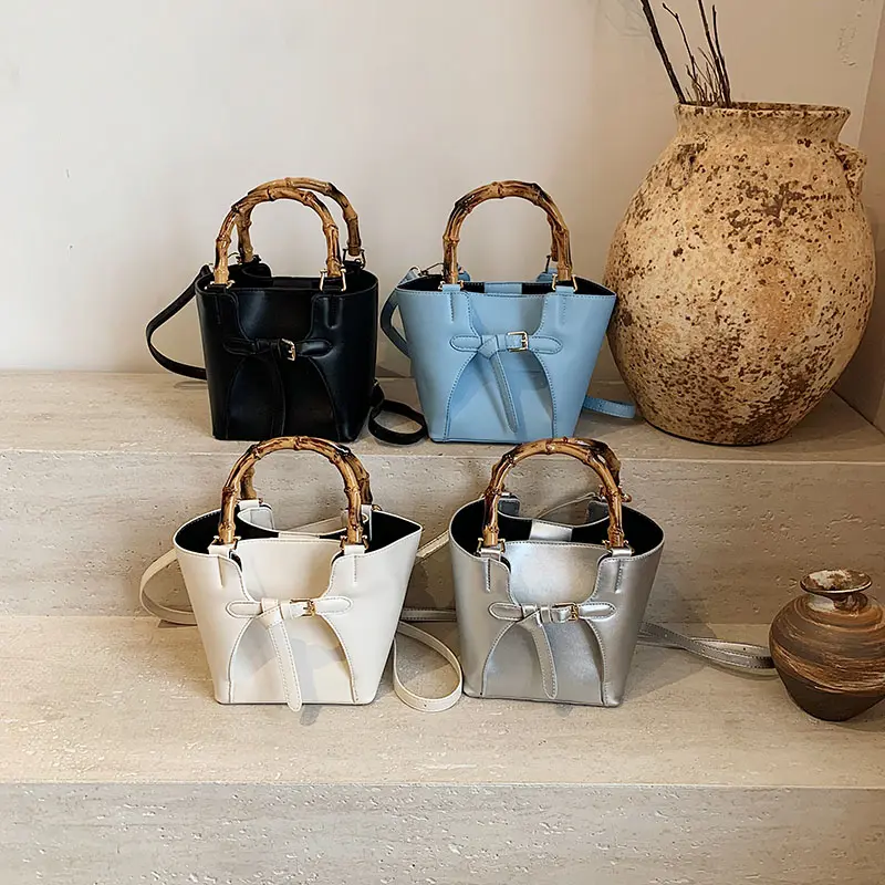 LEFTSIDE Short Handle PU Leather Bucket Crossbody Bags for Women 2025 Luxury Trend Y2K Ladies Silver Shoulder Bag Handbags