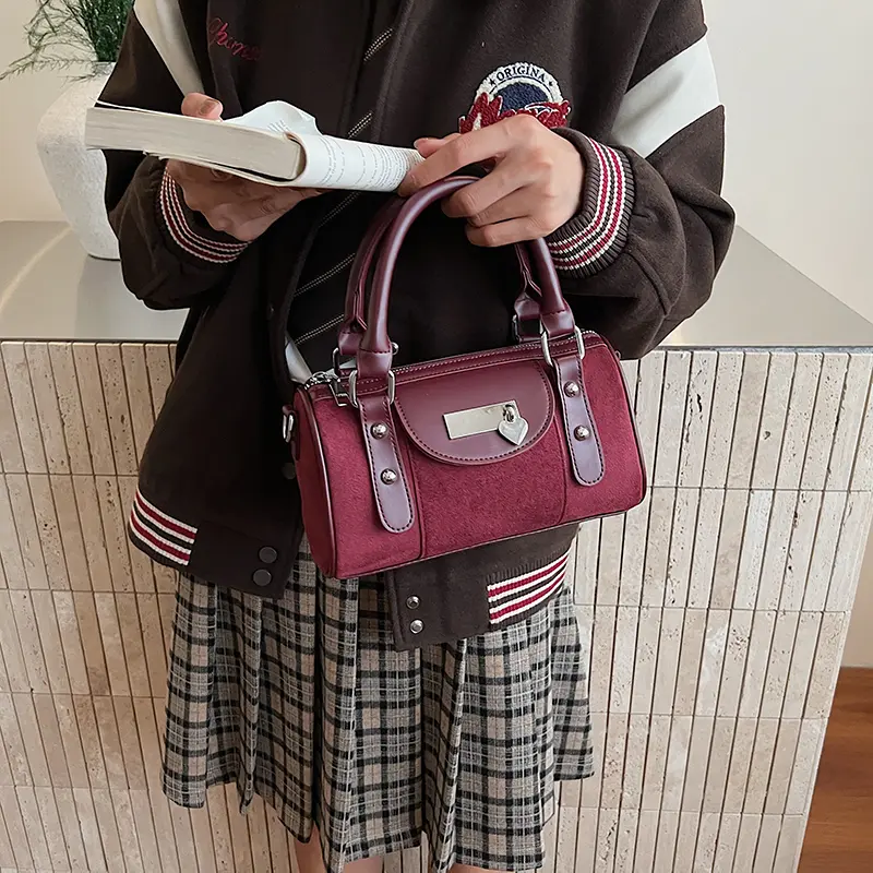 LEFTSIDE Vintage Small Faux Suede Shoulder Bags for Women Bucket Crossbody Bag 2025 Winter Luxury Designer Handbags and Purses