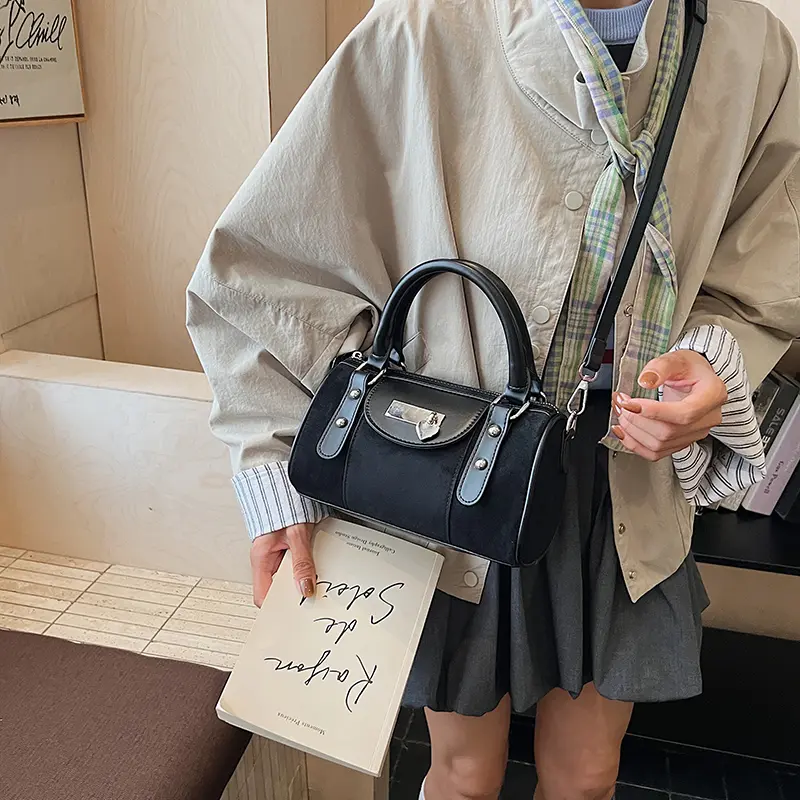 LEFTSIDE Vintage Small Faux Suede Shoulder Bags for Women Bucket Crossbody Bag 2025 Winter Luxury Designer Handbags and Purses