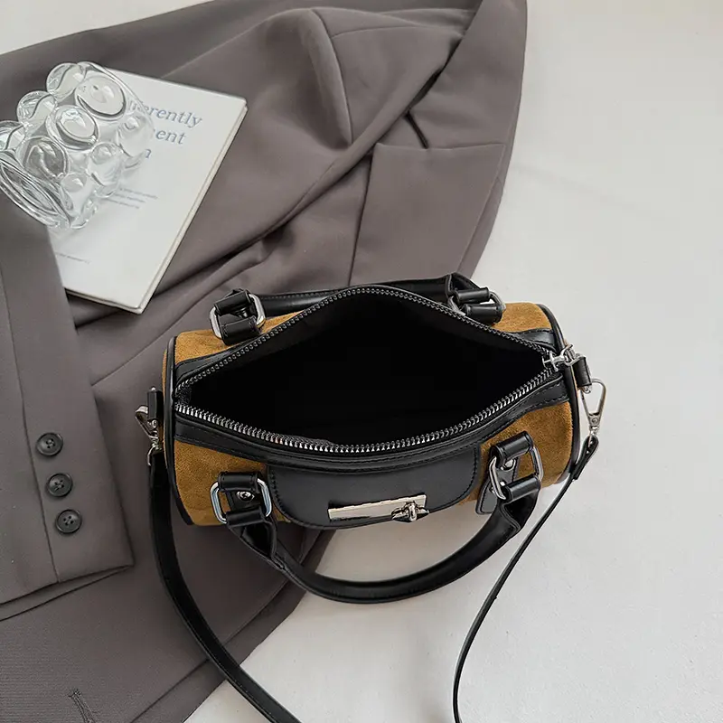 LEFTSIDE Vintage Small Faux Suede Shoulder Bags for Women Bucket Crossbody Bag 2025 Winter Luxury Designer Handbags and Purses