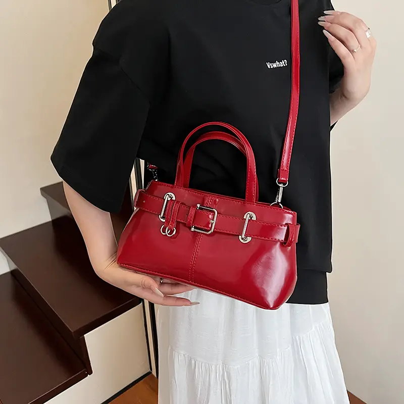 LEFTSIDE 2025 Women's Small Solid Color PU Leather Crossbody Bag Summer New Handbags And Purses with Short Handle Shoulder Bags