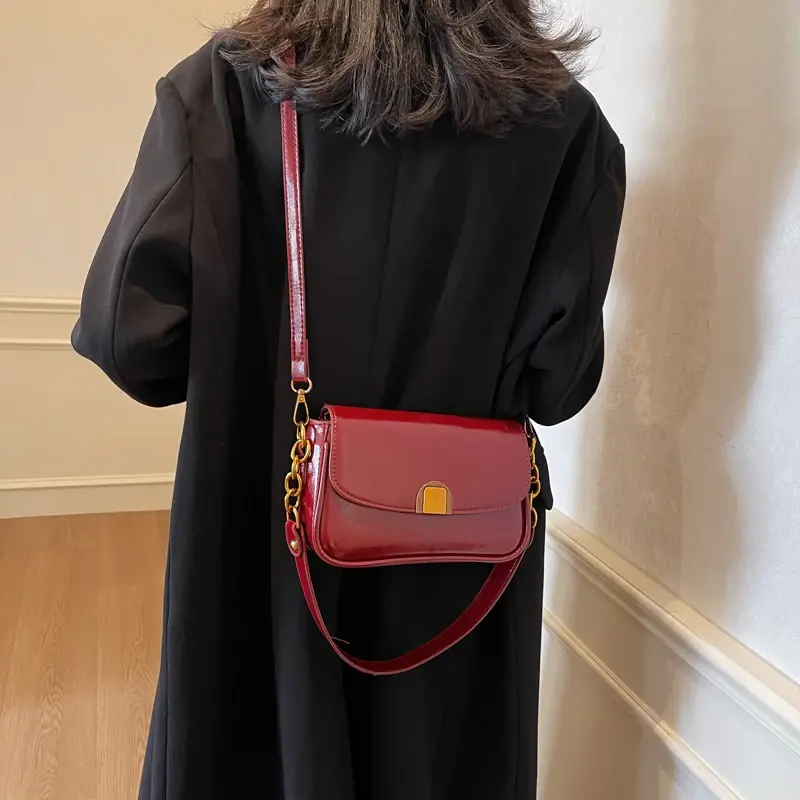 LEFTSIDE Small PU Leather Crossbody Bags Lady Chain Design Flap Shoulder Bag for Women 2024 Designer Y2K Handbags and Purses