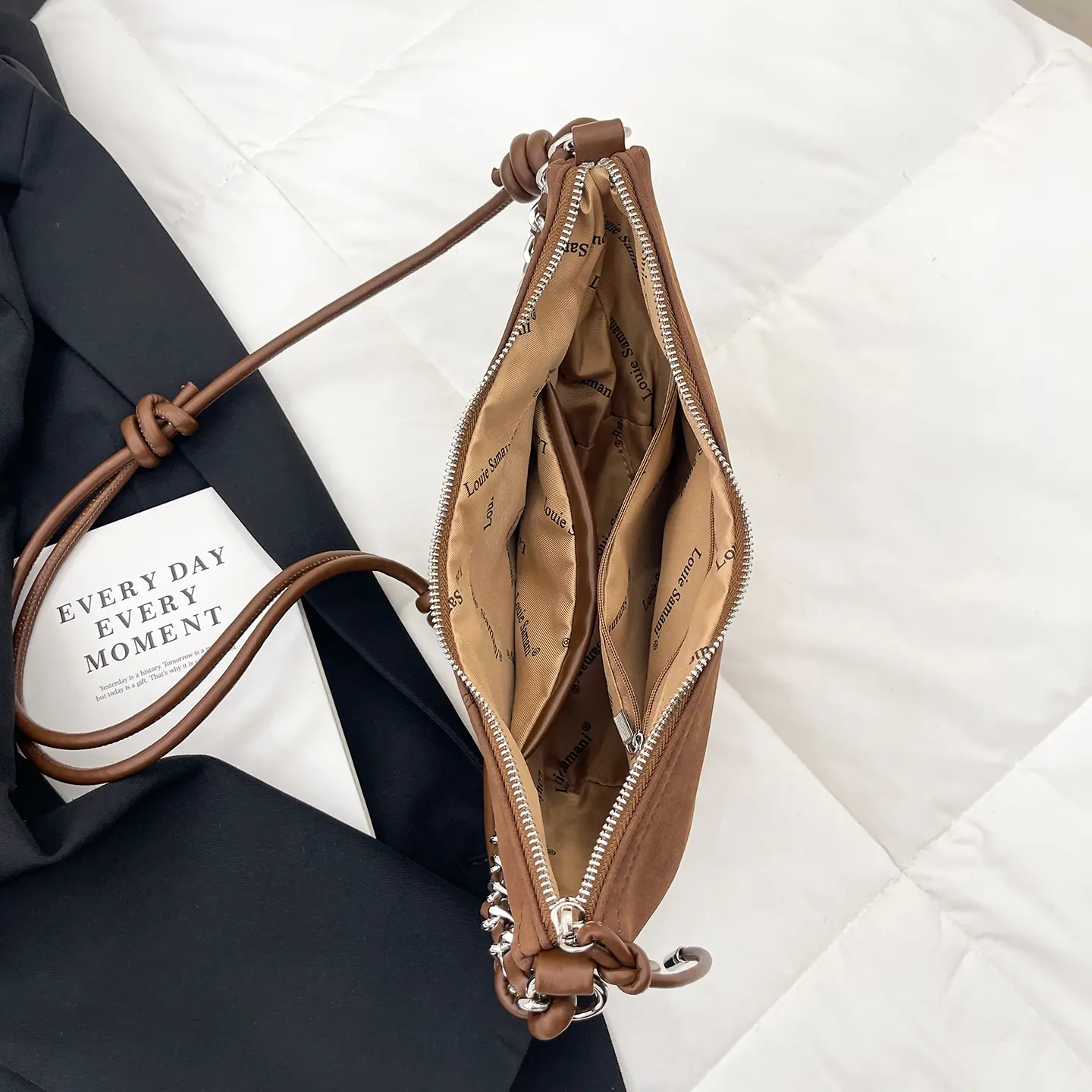 LEFTSIDE Retro Small Splicing leather Saddle Bag 2025 New Trendy Shoulder Bag Fashion Crossbody Bag Females Chain Handbags