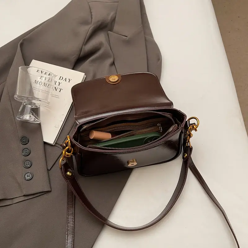 LEFTSIDE Small PU Leather Crossbody Bags Lady Chain Design Flap Shoulder Bag for Women 2024 Designer Y2K Handbags and Purses