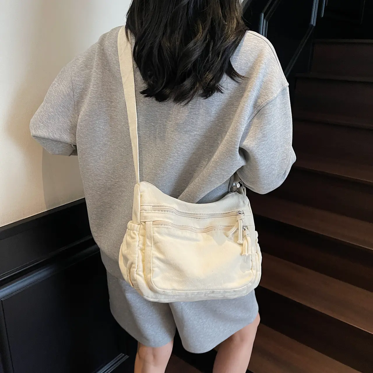 LEFTSIDE New Style Women's Small Soft Cloth Shoulder Bag 2025 Female Crossbody Bag Multiple Pockets Travel Handbags and Purses
