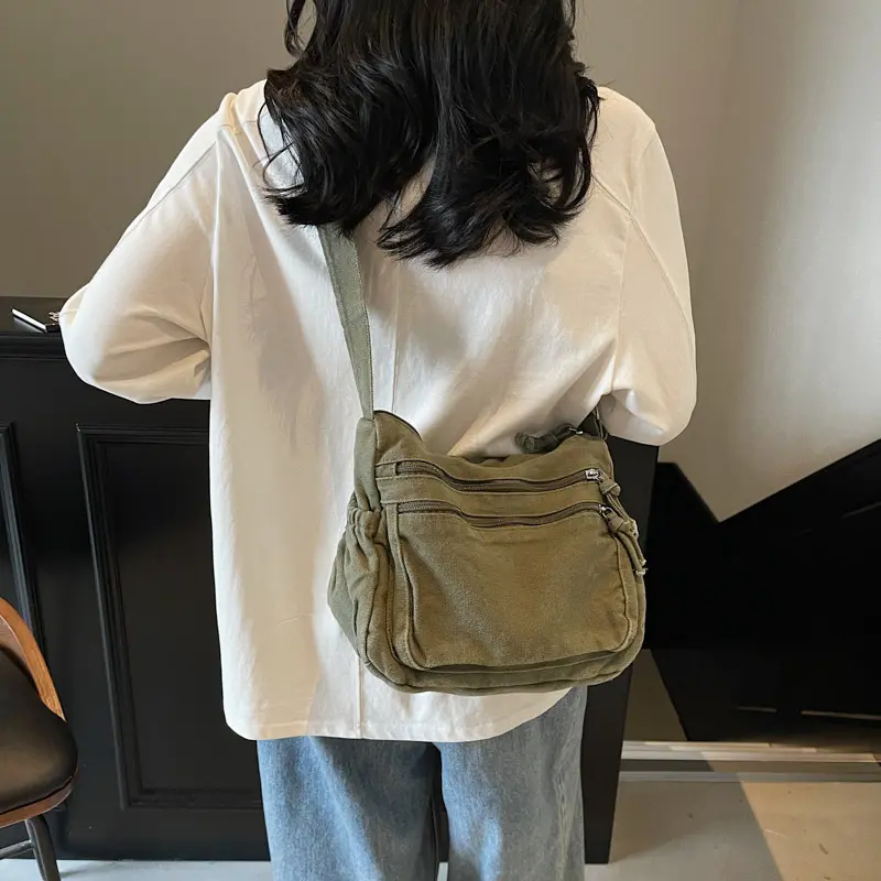 LEFTSIDE New Style Women's Small Soft Cloth Shoulder Bag 2025 Female Crossbody Bag Multiple Pockets Travel Handbags and Purses