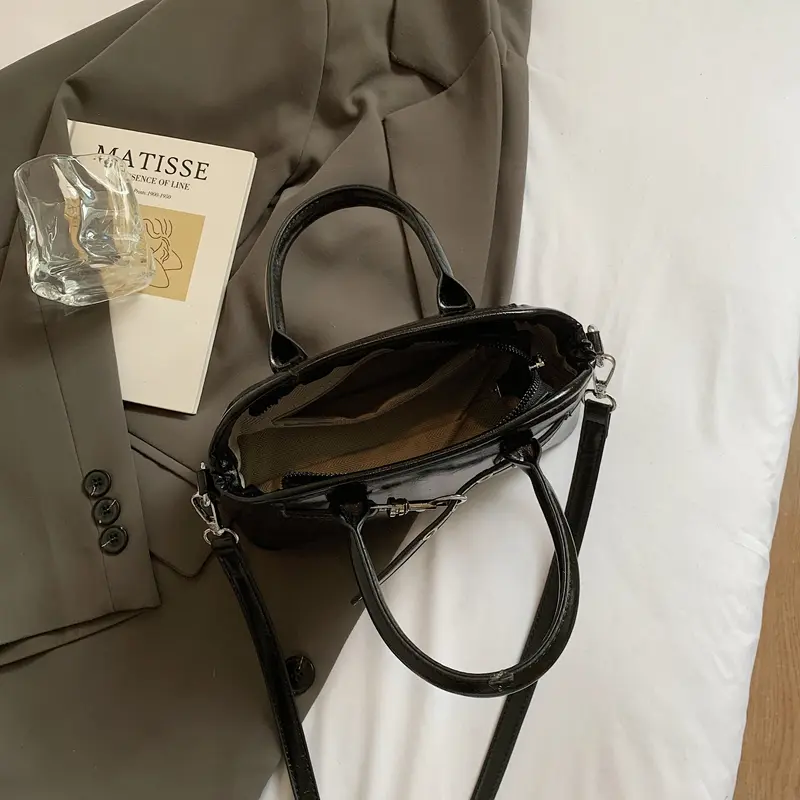 LEFTSIDE PU Leather Small Crossbody Bags Lady Shoulder Bag for Women 2025 New Short Handle Square Hand Bags Retro Handbags