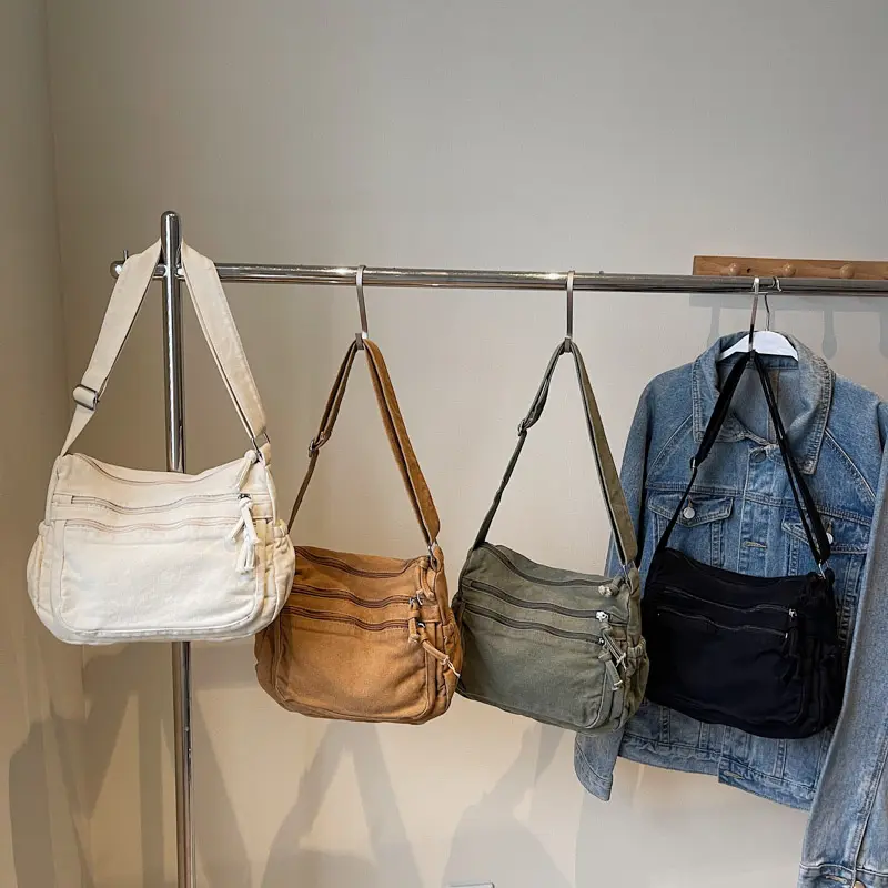 LEFTSIDE New Style Women's Small Soft Cloth Shoulder Bag 2025 Female Crossbody Bag Multiple Pockets Travel Handbags and Purses