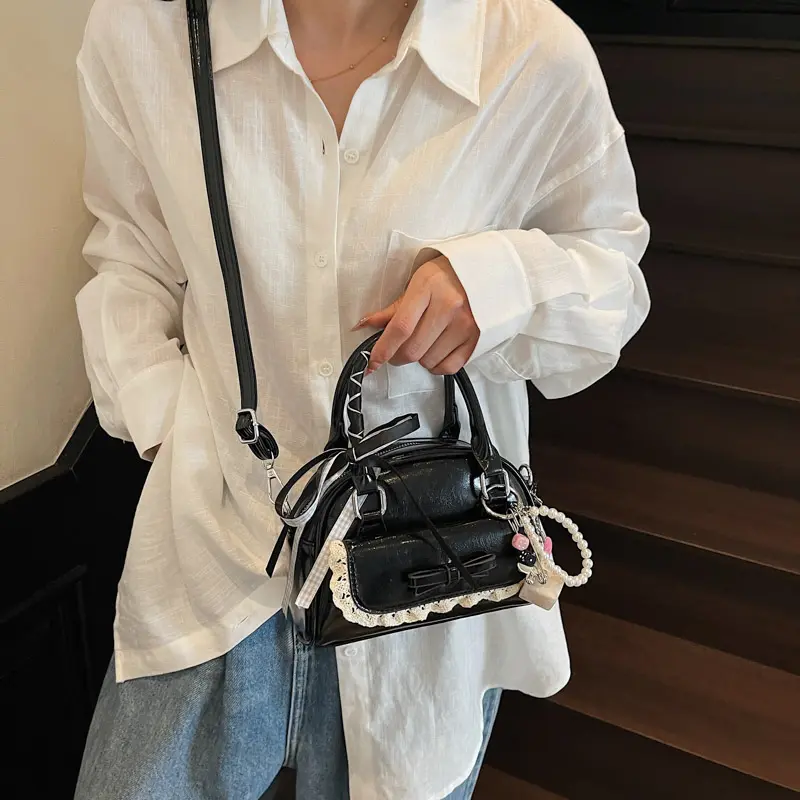 LEFTSIDE Cute Sweet Small PU Leather Crossbody Bag Lady Handbags and Purses Women 2025 New in Short Handle Y2K Shoulder Bag