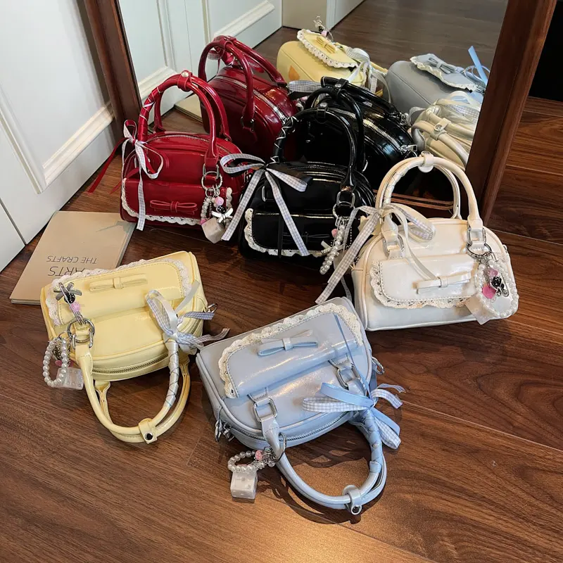 LEFTSIDE Cute Sweet Small PU Leather Crossbody Bag Lady Handbags and Purses Women 2025 New in Short Handle Y2K Shoulder Bag