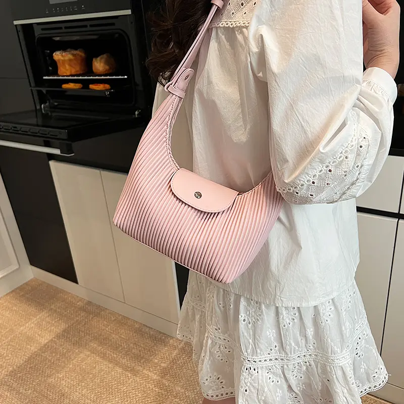 LEFTSIDE Fold Small Pu Leather Crossbody Bag for Women 2025 Korean Fashion Designer Travel Tote Bag Females Handbags and Purses