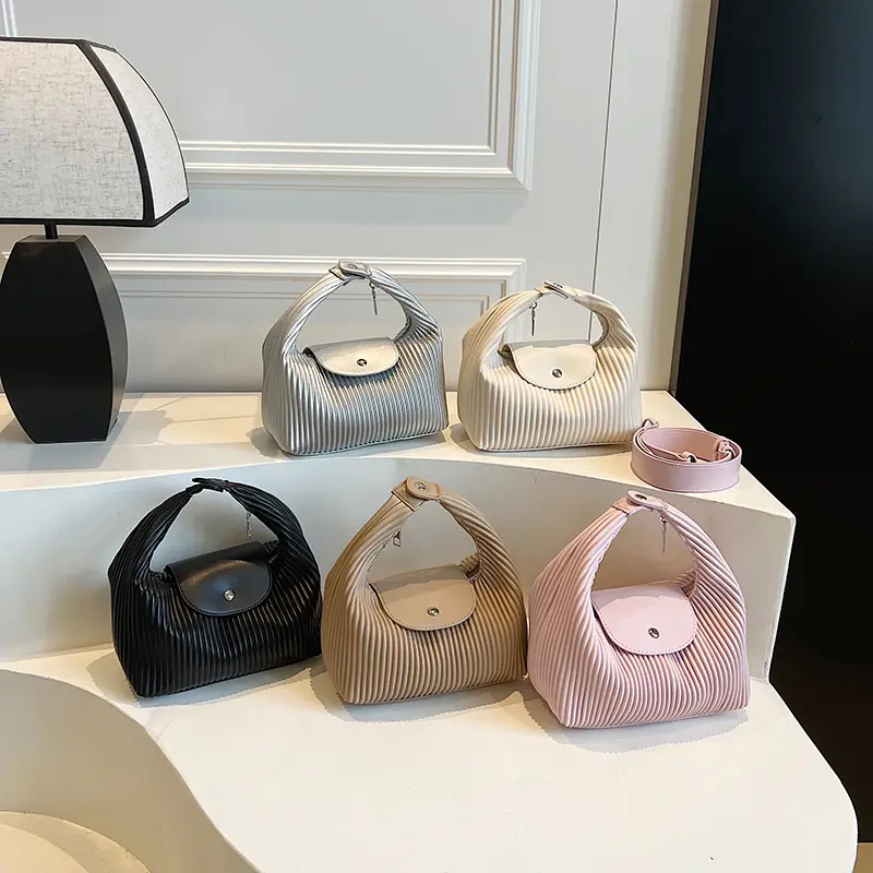 LEFTSIDE Fold Small Pu Leather Crossbody Bag for Women 2025 Korean Fashion Designer Travel Tote Bag Females Handbags and Purses