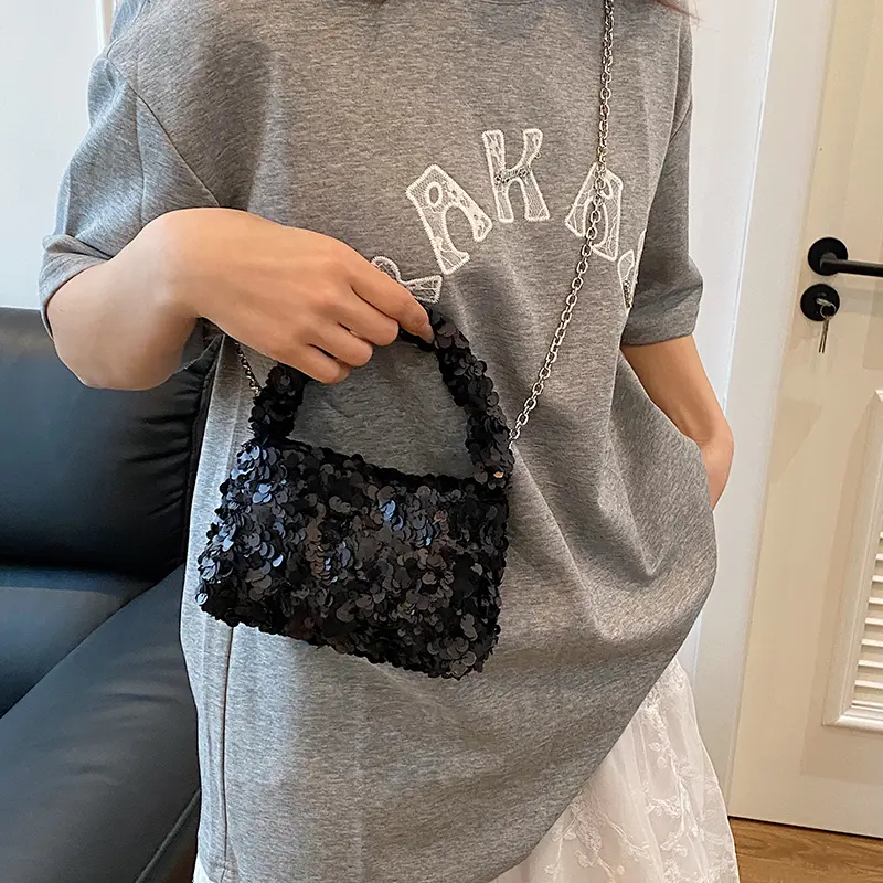 LEFTSIDE Mini Sequins Short Handle Shoulder Bags for Women 2025 Designer Fashion Evening Party Crossbody Bag Handbags and Purses