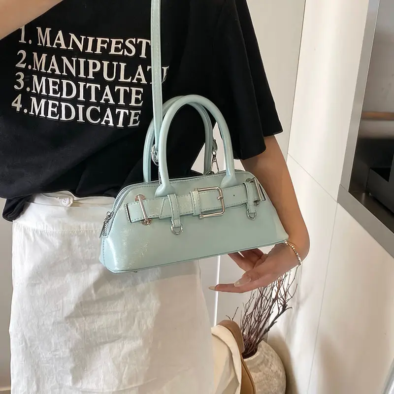 LEFTSIDE Women Small PU Leather Shoulder Bag 2025 New Trend Fashion Y2K Simple Short Handle Crossbody Tote Bag Female Handbag