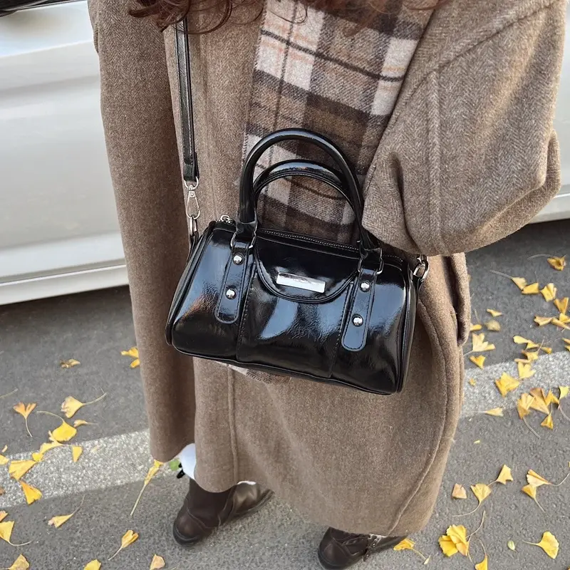LEFTSIDE Small PU Leather Shoulder Bags for Women 2024 Winter Y2K New Designer Trend Female Tote Bag Lady Short Handle Handbags