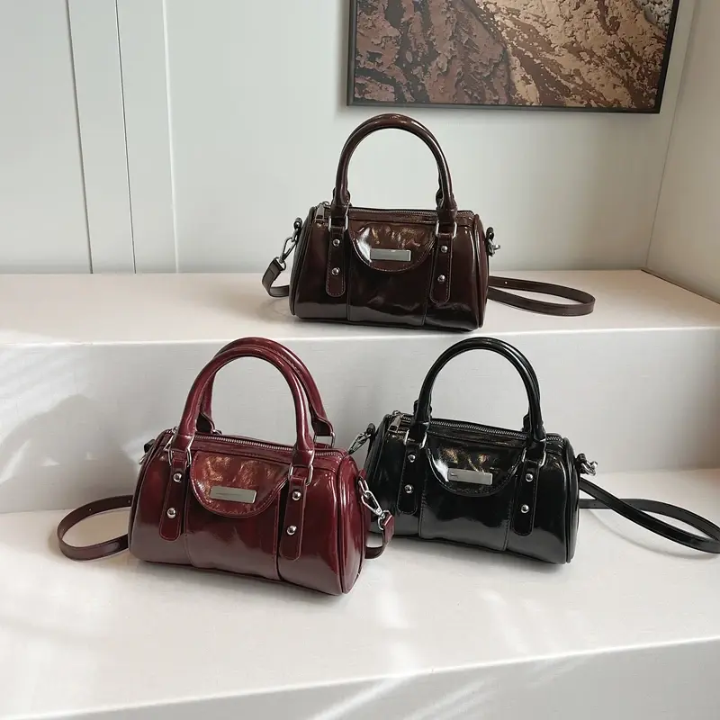 LEFTSIDE Small PU Leather Shoulder Bags for Women 2024 Winter Y2K New Designer Trend Female Tote Bag Lady Short Handle Handbags