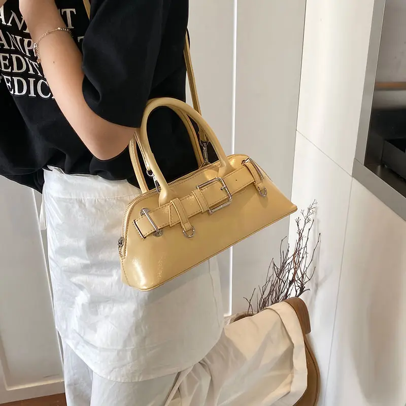 LEFTSIDE Women Small PU Leather Shoulder Bag 2025 New Trend Fashion Y2K Simple Short Handle Crossbody Tote Bag Female Handbag