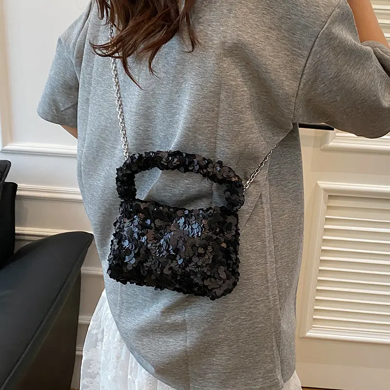 LEFTSIDE Mini Sequins Short Handle Shoulder Bags for Women 2025 Designer Fashion Evening Party Crossbody Bag Handbags and Purses