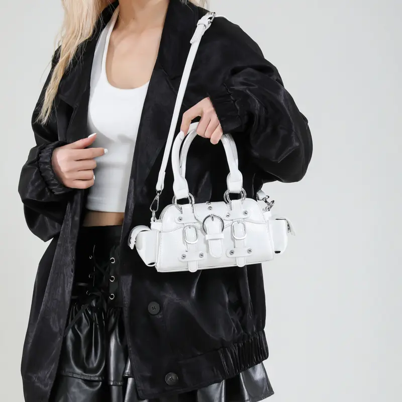 LEFTSIDE Women PU Leather Small Shoulder Bag 2025 New Trend Fashion Simple Short Handle Crossbody Bag Punk Style Handbags