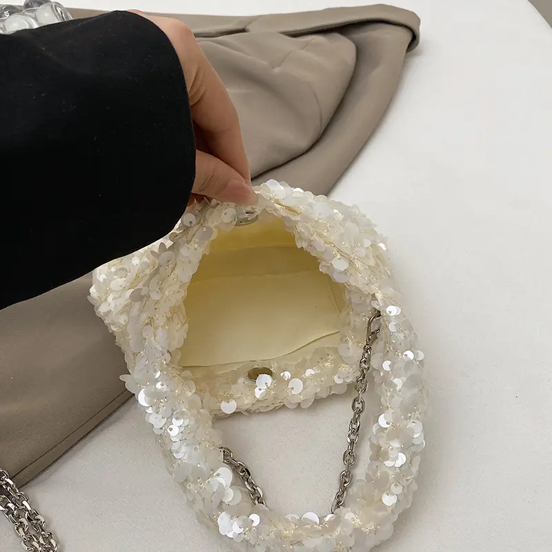 LEFTSIDE Mini Sequins Short Handle Shoulder Bags for Women 2025 Designer Fashion Evening Party Crossbody Bag Handbags and Purses