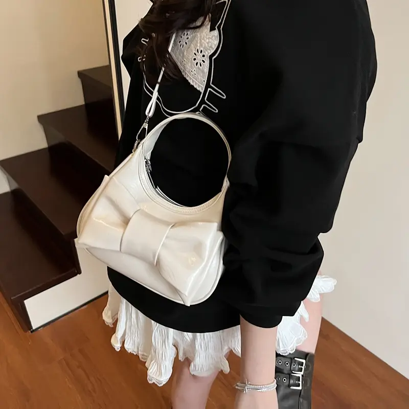 LEFTSIDE Small Bow Design PU Leather Crossbody Bags for Women 2025 New Trend Fashion Shoulder Bag Ladies Handbags and Purses