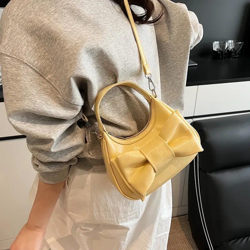 LEFTSIDE Small Bow Design PU Leather Crossbody Bags for Women 2025 New Trend Fashion Shoulder Bag Ladies Handbags and Purses
