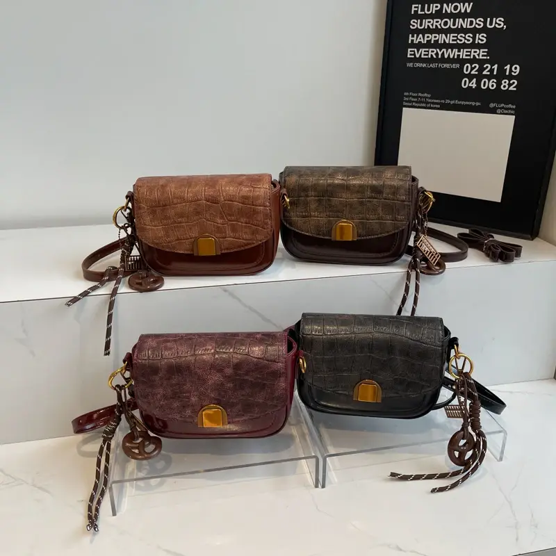 LEFTSIDE Stone Pattern Small PU Leather Crossbody Bags for Women 2024 Y2K Korean Fashion Handbags Luxury Brand Shoulder Bag