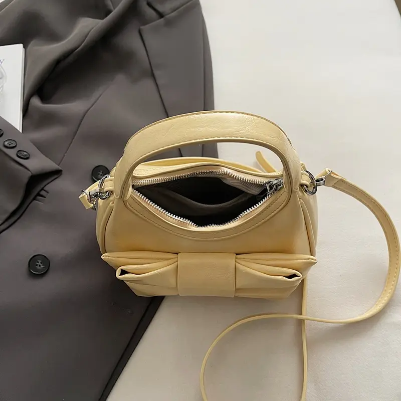 LEFTSIDE Small Bow Design PU Leather Crossbody Bags for Women 2025 New Trend Fashion Shoulder Bag Ladies Handbags and Purses