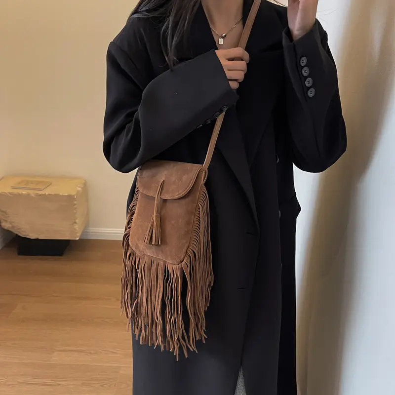 LEFTSIDE Design Small PU Leather Shoulder Bags for Women 2025 Tassels New Crossbody Bag Females ​Luxury Handbags and Purses