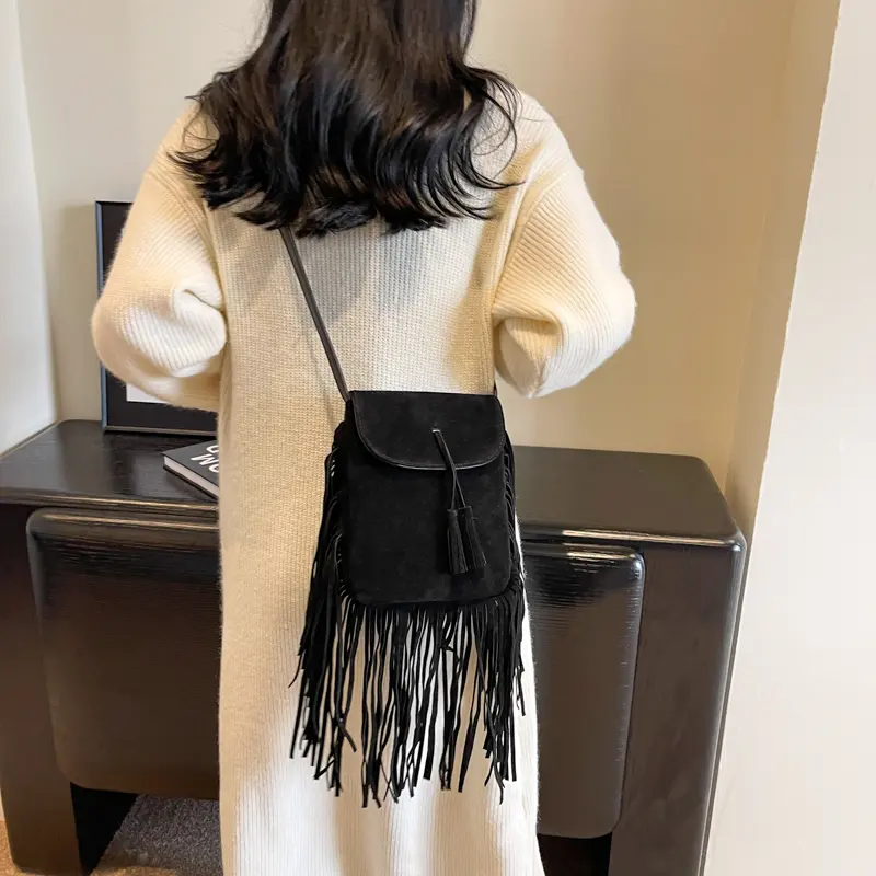 LEFTSIDE Design Small PU Leather Shoulder Bags for Women 2025 Tassels New Crossbody Bag Females ​Luxury Handbags and Purses