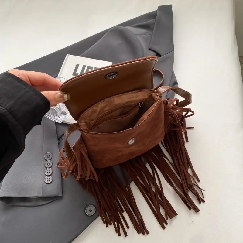 LEFTSIDE Design Small PU Leather Shoulder Bags for Women 2025 Tassels New Crossbody Bag Females ​Luxury Handbags and Purses