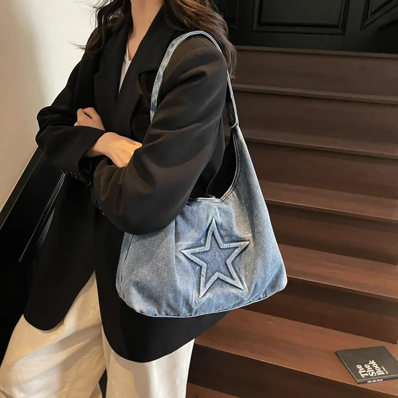 LEFTSIDE 2025 Summer New in Trend Cloth Handbags with Star Pattern Women's Crossbody Bag Female Luxury Fashion Shoulder Bags