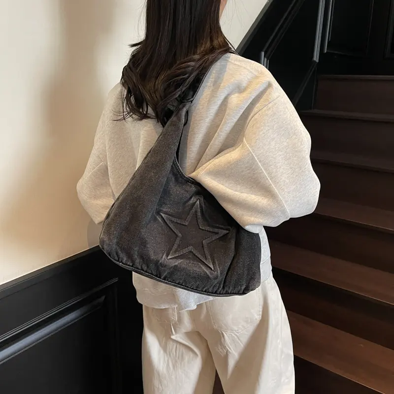 LEFTSIDE 2025 Summer New in Trend Cloth Handbags with Star Pattern Women's Crossbody Bag Female Luxury Fashion Shoulder Bags